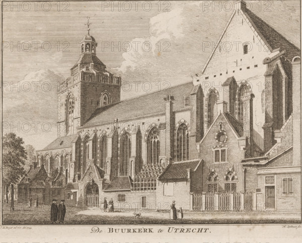 The Buurkerk in Utrecht, View of the Buurkerk in Utrecht, print, printmaker: Hendrik Spilman,