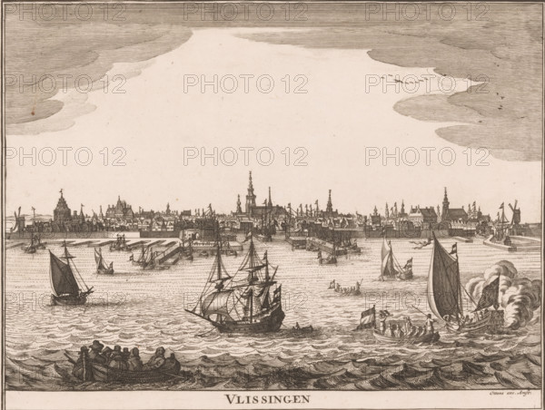 Vlissingen, View of Vlissingen from the water, Speculum Zelandiae, City and village views in