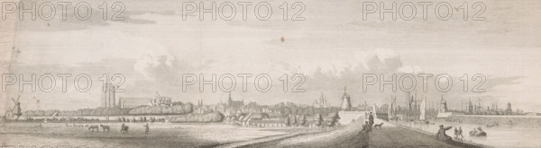 View of Zierikzee, 1743, The city of Zierikzee, seen from the West-Haven-Dyk, print, book