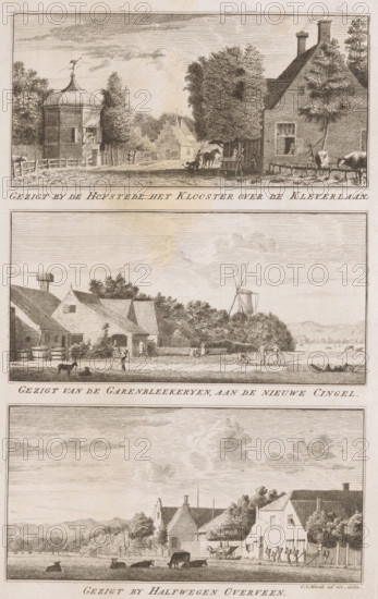 Three views around Haarlem, View by the Klooster estate across the Kleverlaan, View of the