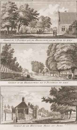 Three views around Haarlem, View by the Post House on the Heerenweg looking towards the City, View