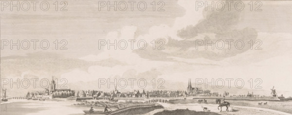 View of Deventer, print, c. 1770 - c. 1830, printmaker, paper, etching, height 176 mm x width 395
