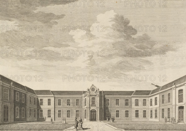 View of the Oude Mannenhuis, print, book illustration, publisher: Isaak Tirion, Amsterdam, 1760 -
