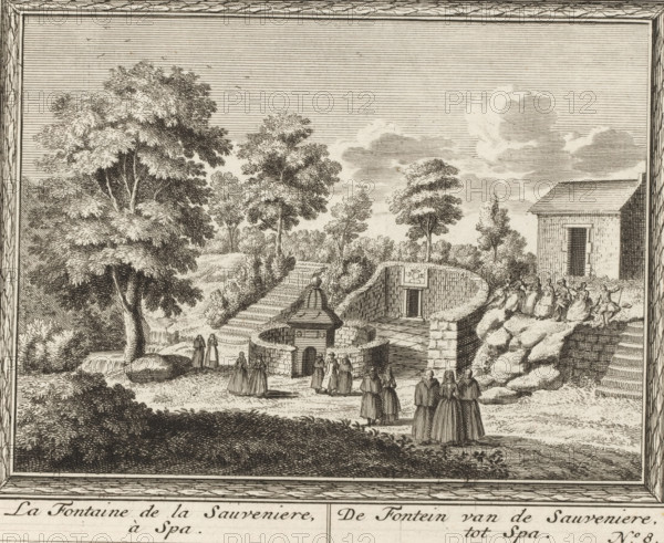 La fontaine de la Sauveniere, à Spa, De fontein van de Sauveniere, tot Spa, Gezicht op de fontein