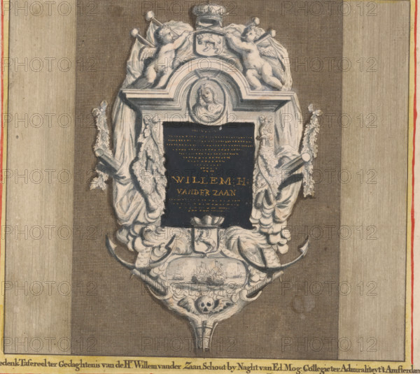 Tomb monument for Rear Admiral Willem van der Zaan in the Old Church in Amsterdam, Memorial Tableau