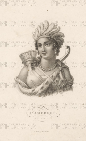 Amérique, Personification of America, print, France, publisher: Jacques-Louis Bance, Paris, 1771 -