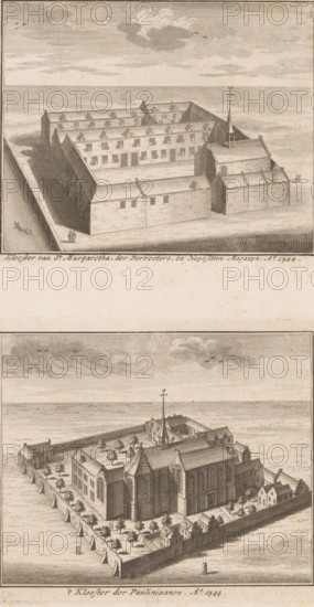 Bird's-eye view of the St. Margaretha Monastery and the St. Paul Brothers Monastery in Amsterdam,