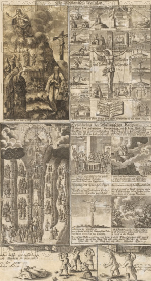 The Messianic Religion, Collage of five prints with Biblical scenes, print, collage (visual work),