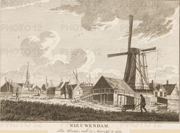 Nieuwendam, ca. 1790, Nieuwendam. To the West, visible from the Meerdijk, print, printmaker: Carel