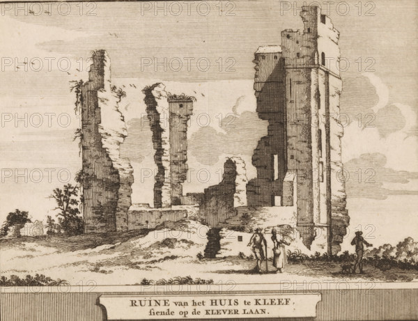 Ruins of the House at Kleef, overlooking Klever Laan, View of the ruins of the House at Kleef in