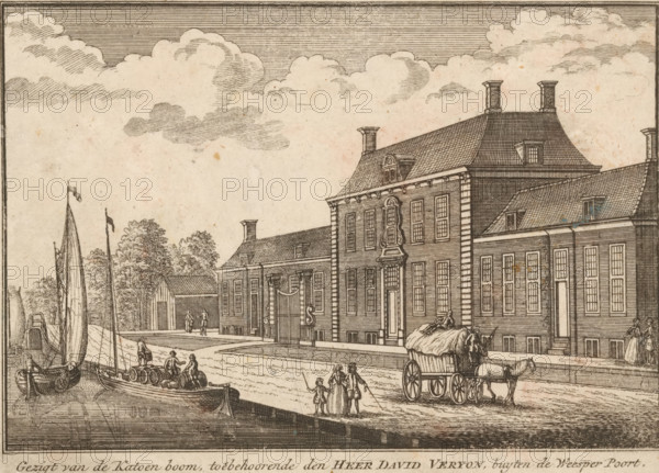 View of the cotton tree belonging to Mr. David Veryon, outside the Weesper Gate, View of David