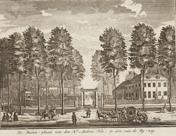 The Country Estate of Mr. Andries Pels, seen from the Ry-weg, View of the Vreedenoord country