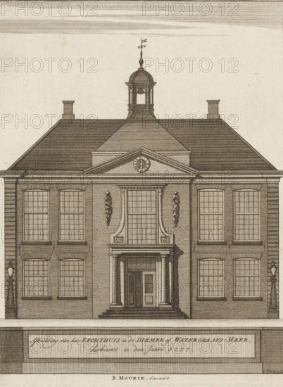 Front view of the Courthouse in Watergraafsmeer, Image of the Courthouse in the Diemer or