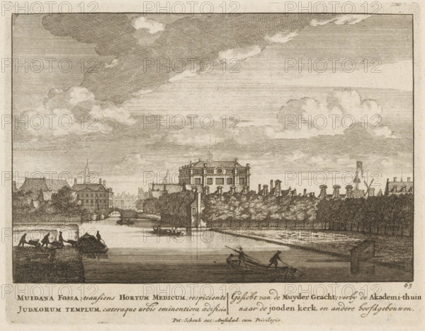 View of the Muidergracht in Amsterdam, Muidana Fossa, transiens Hortum Medicum, respicienti