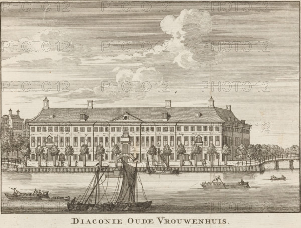 View of the Diaconie Oude Vrouwenhuis in Amsterdam, Diaconie Oude Vrouwenhuis, print, book