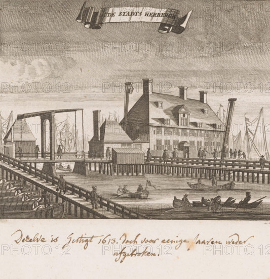 Old City Inn, View of the Old City Inn on the IJ in Amsterdam, print, annotation: 'It was founded