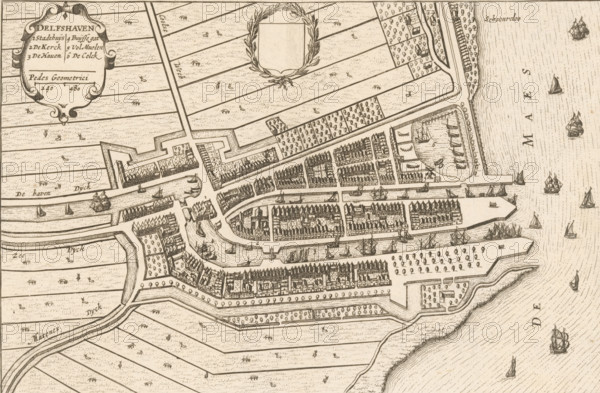 Delfshaven, Map of Delfshaven, area plan, print, book illustration, printmaker, publisher,