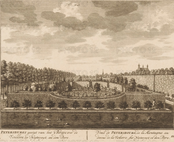 View of the aviary in the garden of House Petersburg, Petersburg's view of the small mountain over