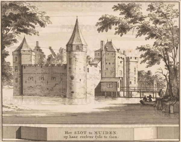 The castle at Muiden, visible on its right side, View of Muiderslot, Castles in the Netherlands,