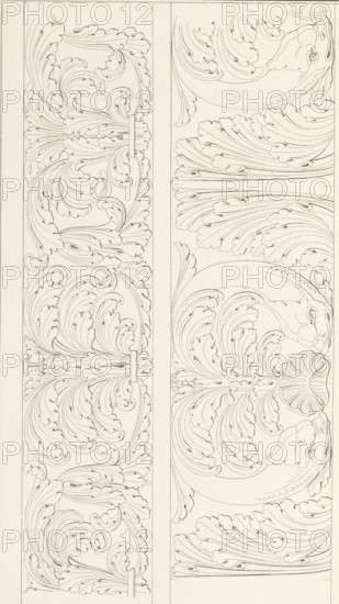 Two friezes, ornamental print, Ornamental print with two friezes. Part (19th. Cah.er f.le 39) of