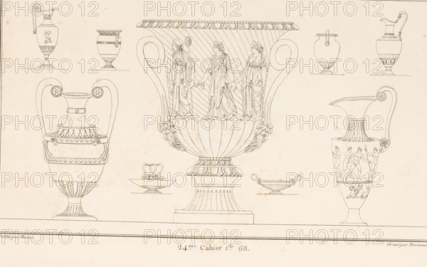 Vases and chalices, ornamental print, Vases and chalices. Part (24th. Cah.er f.le 68) of the print