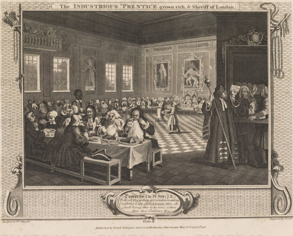 The diligent pupil has grown rich and been appointed Sheriff of London (plate 8), The Industrious