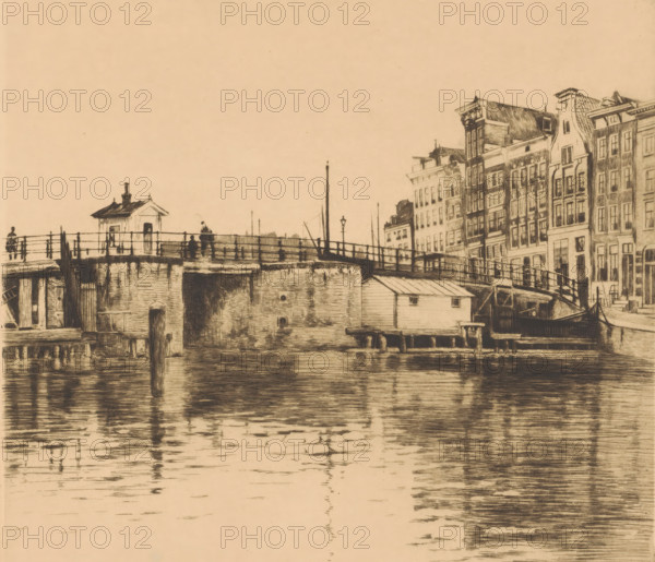 Kraansluis, houses on the right (original title), View of the Waalseilandsgracht towards the