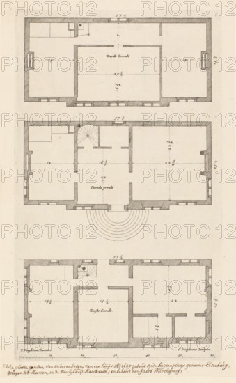 Floor plan of the country house Elsenburg in Maarsseveen, Main designs by Philips Vinckboons,