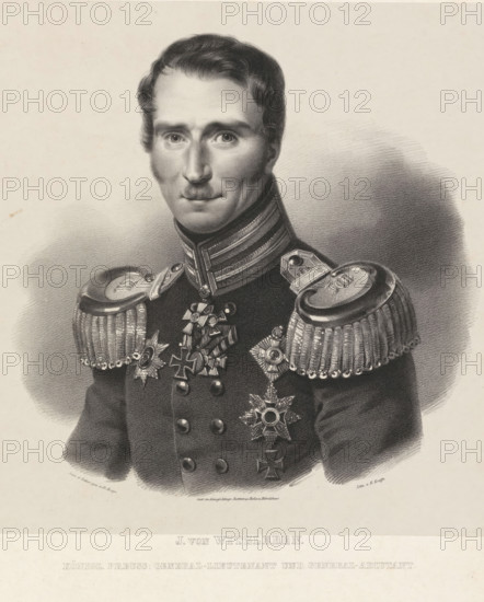 Portrait of Job von Witzleben, J. von Witzleben, print, printmaker: Emil Krafft, after drawing by