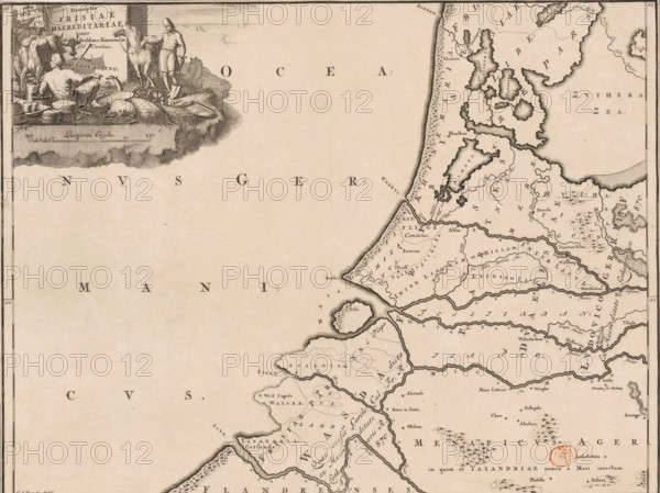 Descriptio Frisiae haereditariae inter Scaldim et Kinnemum sub Carolinis, Historical map of the