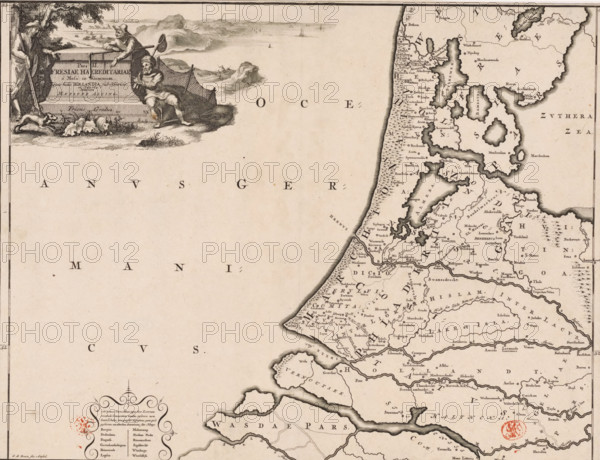 Pars II Fresiae haereditariae, Historical map of the Netherlands with the territories of the