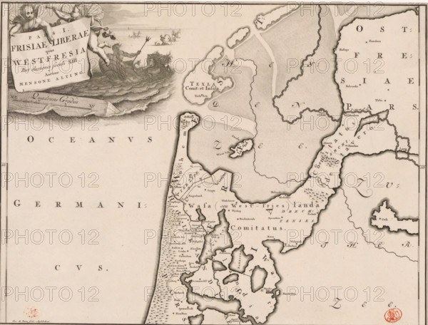 Pars I Frisiae Liberae quae Westfresia, Historical map of the Netherlands with the territories of