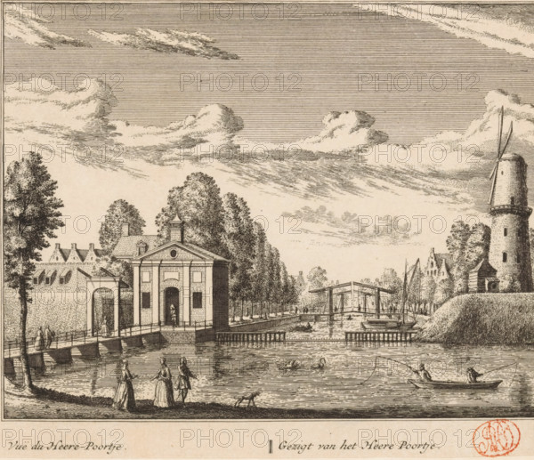 View of the Heere Poortje, Vuë du Heere-Poortje, View of the Herenpoort in Leiden, print, book