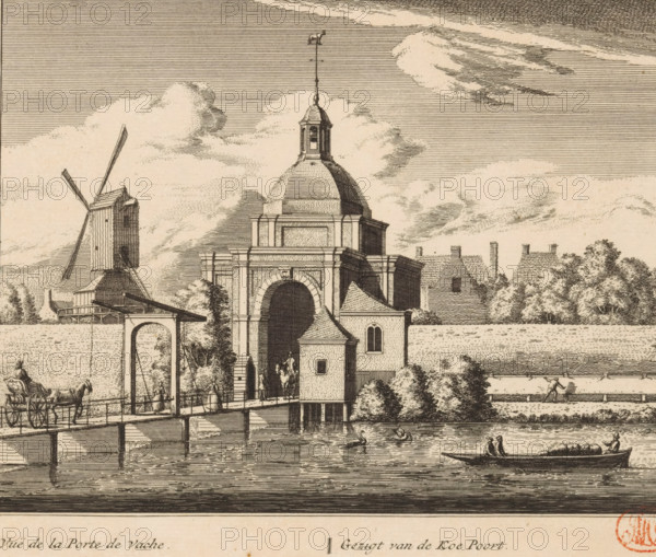 View of the Koepoort in Leiden, View of the Koe Poort, Vuë de la Porte de Vache, print, book