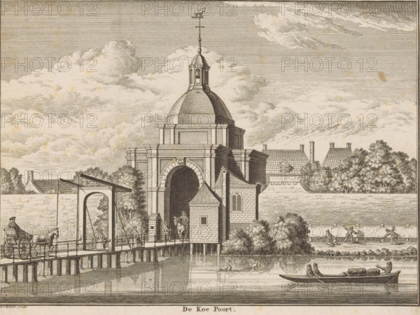 View of the Koepoort in Leiden, The Koe Poort, print, book illustration, View of the Koepoort and