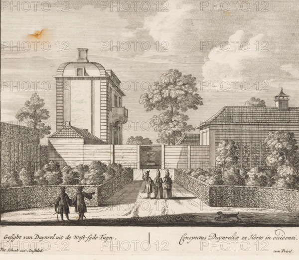 View of Duynrel from the west-syde-tuyn, Conspectus Duynreliae ex horto in occidenti, View of the
