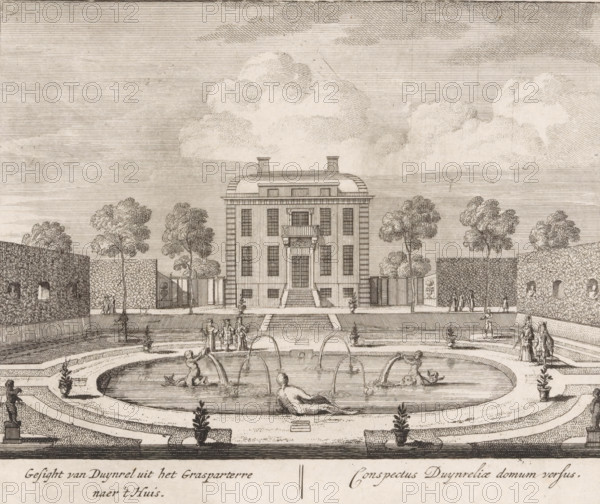 View of Duynrel from the grass parterre towards the house, Conspectus Duynreliae domum versus, View