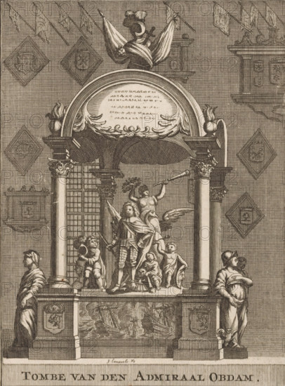 Monumental tomb for Admiral Jacob Baron van Wassenaer van Obdam, Tomb of Admiral Obdam, print, book