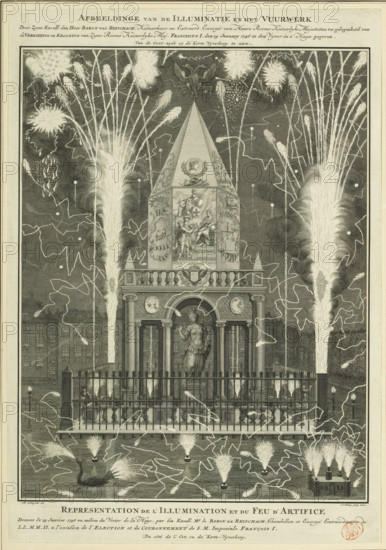 Image of the illumination and the fireworks given by His Excellency Baron van Reischach, on the