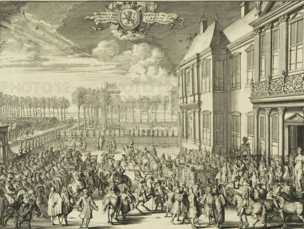 Arrival of William III at Honselaarsdijk Palace, 1691, Aenkomst van SK Maj. op Honslerdyk, Arrivée