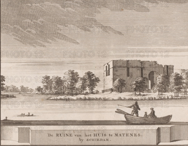 View of the ruins of Huis te Riviere in Schiedam, The ruins of the house at Matenes by Schiedam,