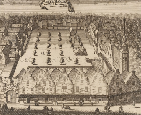 View of the Saint Sebastian's Archery Range in Middelburg, D' Edele Handboog tot Middelburgh,