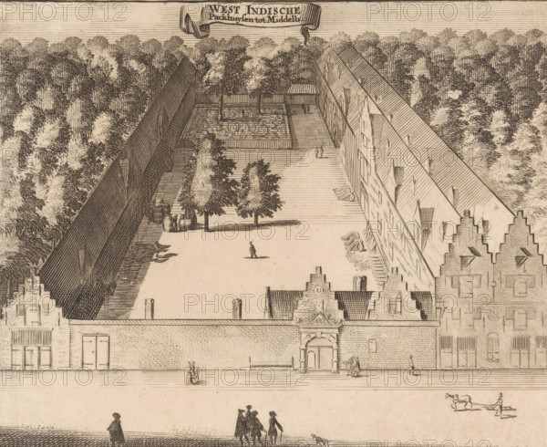 West Indian Warehouses in Middelburg, View of the West Indian Warehouses in Middelburg, print, book