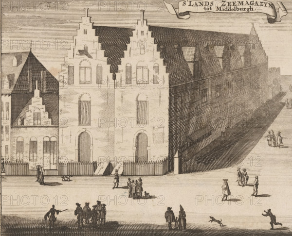 View of the National Naval Storehouse in Middelburg, National Naval Storehouse Middelburg, print,