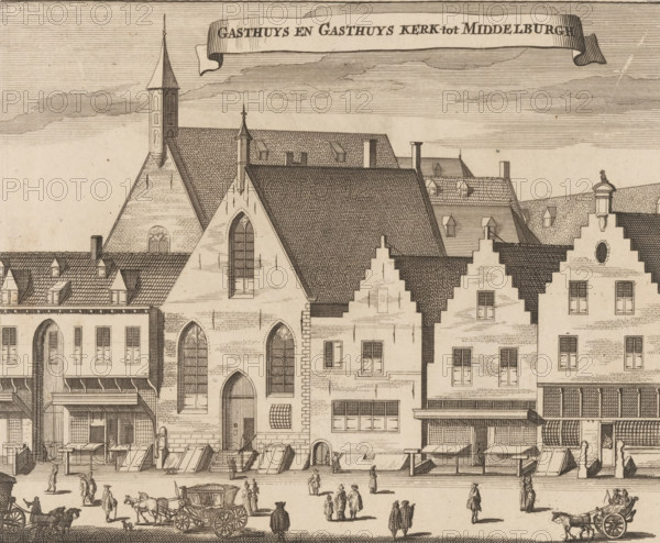 View of the Gasthuis and the Gasthuiskerk in Middelburg, Gasthuys and Gasthuys Kerk tot