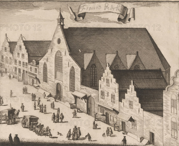 View of the Walloon Church in Middelburg, print, View of the Walloon Church in the Sint
