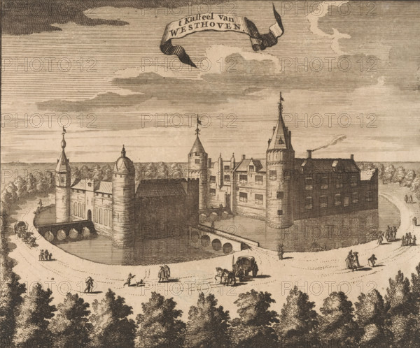 View of Westhove Castle, t Kasteel van Westhoven, print, book illustration, View of Westhove Castle