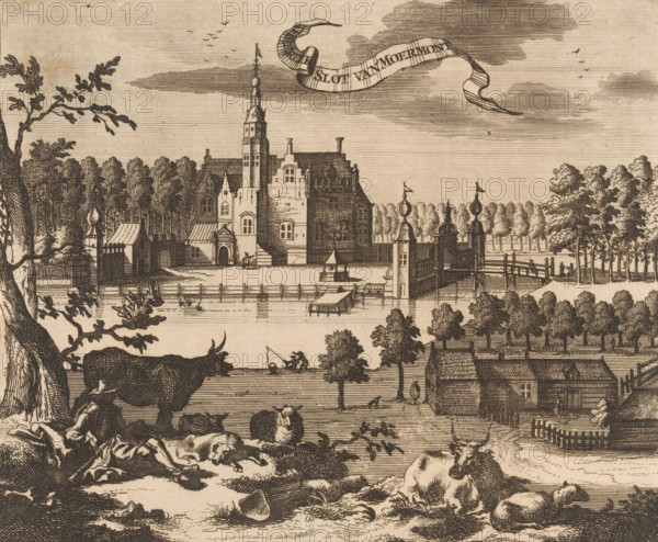 View of Moermond Castle, The Lordly Castle of Moermond, print, book illustration, View of Moermond