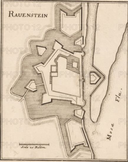 Fortress map of Ravenstein, Ravenstein, area plan, print, Fortress map of Ravenstein. Bottom left a