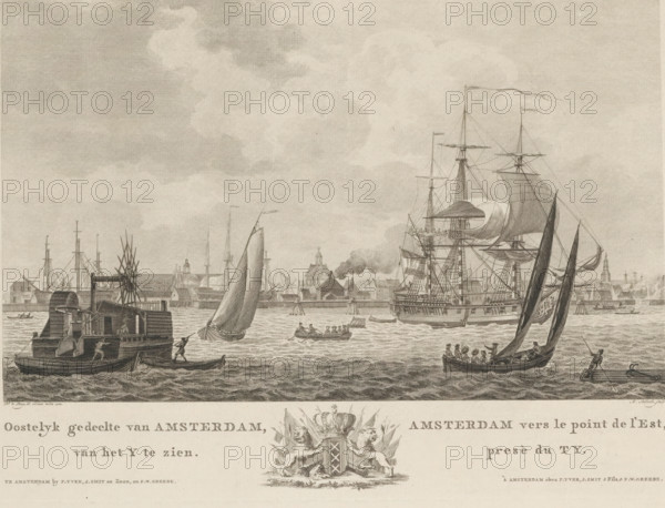 Eastern part of Amsterdam, seen from the IJ, Amsterdam vers le point de l'Est, presè du Ty, View of